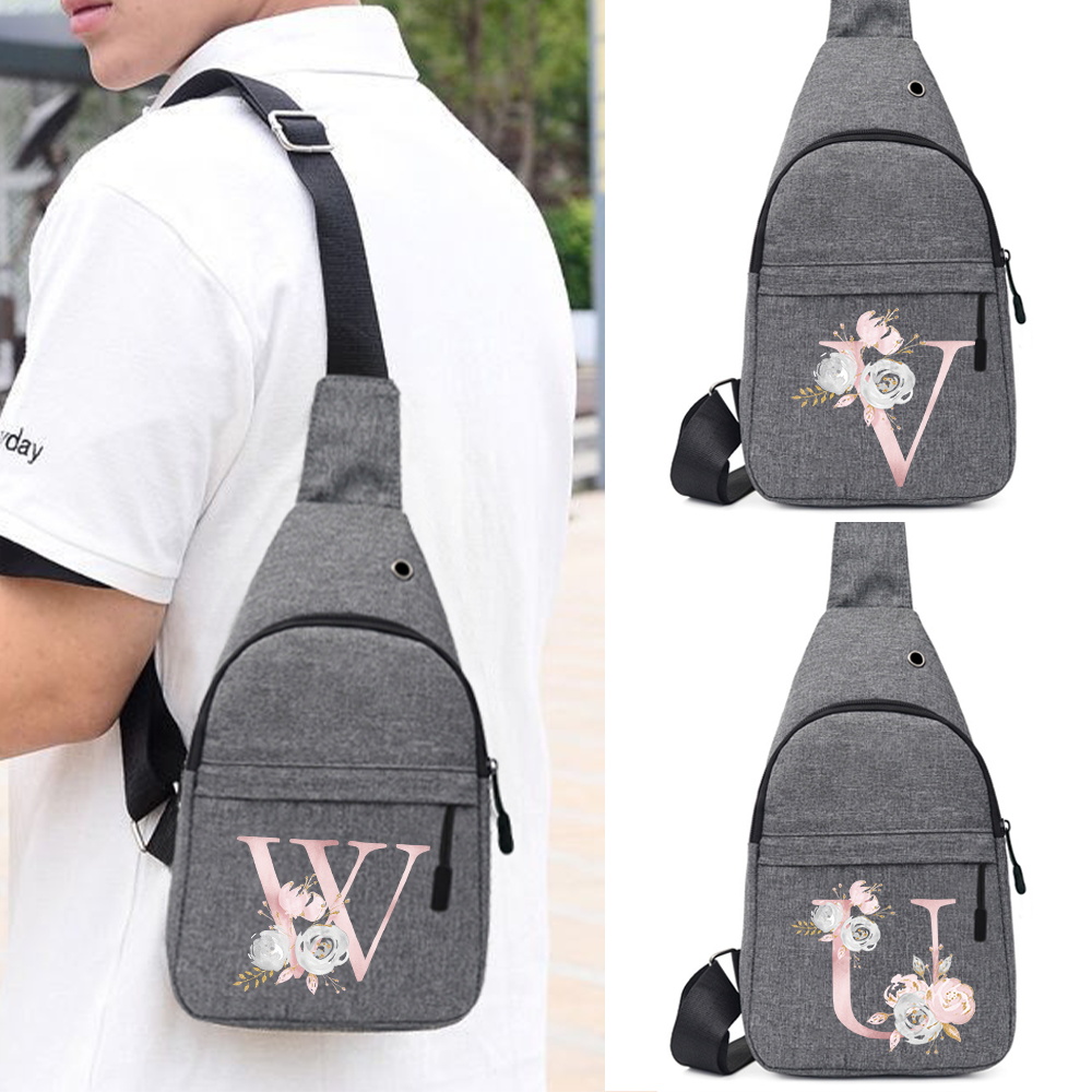Cycling Commute Bag - 新しい調節可能なパッケージクロスボディバッグシングルショルダーチェストバッグピンクフラワーレタープリント雑貨収納パックサイクリング通勤