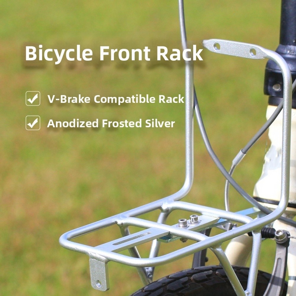Cargo Rack Aluminum - アルミ合金フロントバスケットラック 20 インチ折りたたみマウンテンバイク V ブレーキマウントシルバーレトロスタイルサイクリングカーゴキャリアアクセサリー