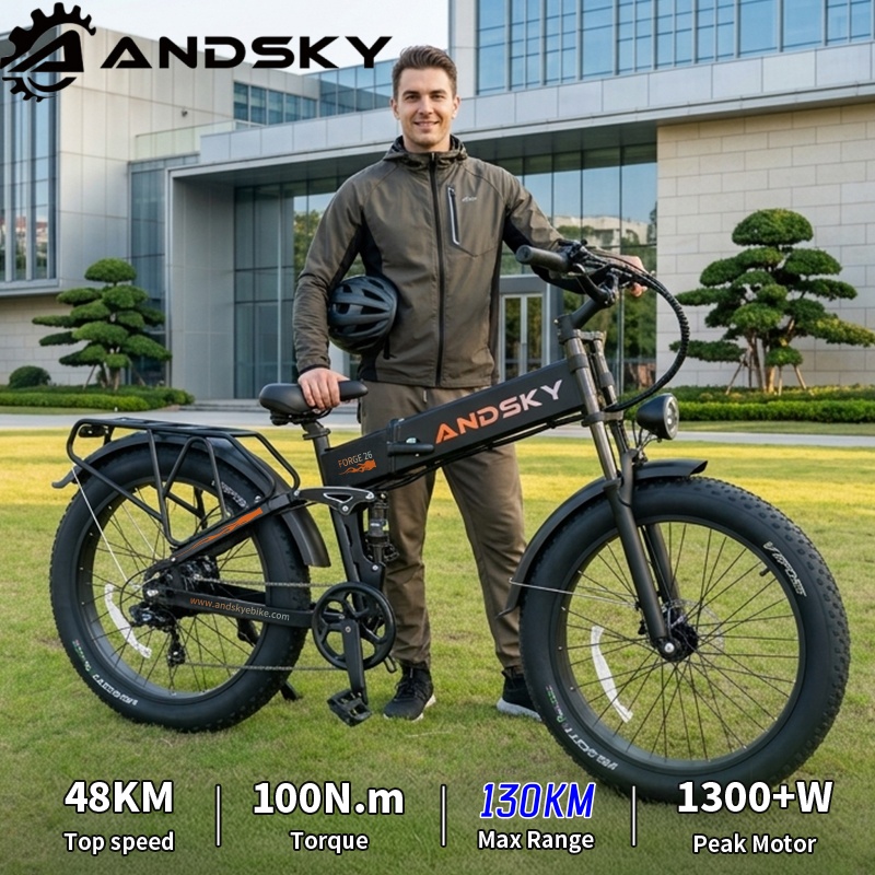 Commuting On Mountain Bike - ANDSKY Forge 26 フルサスペンション折りたたみ式電動自転車 48V 20Ah