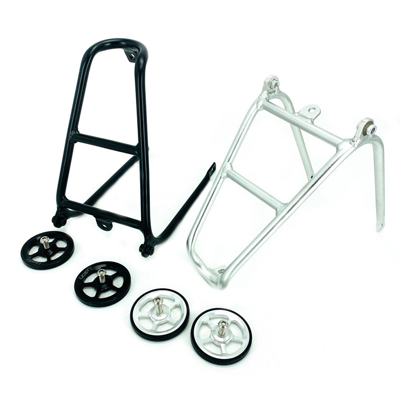 Cargo Rack Aluminum - 折りたたみ自転車荷物キャリアブロンプトン用リアラック Q タイプアルミ合金超軽量ラック Easywheel シルバーブラック