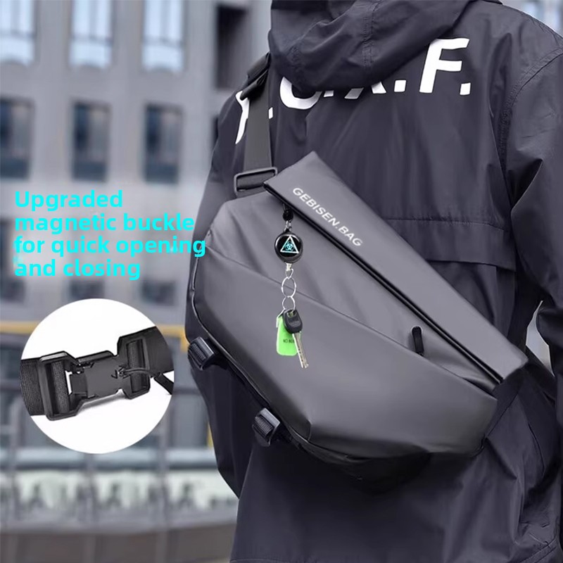 Cycling Commute Bag - 磁気バックル付きメンズクロスボディバッグ、通勤、サイクリング、旅行用の大容量機能性スリングチェストバッグ