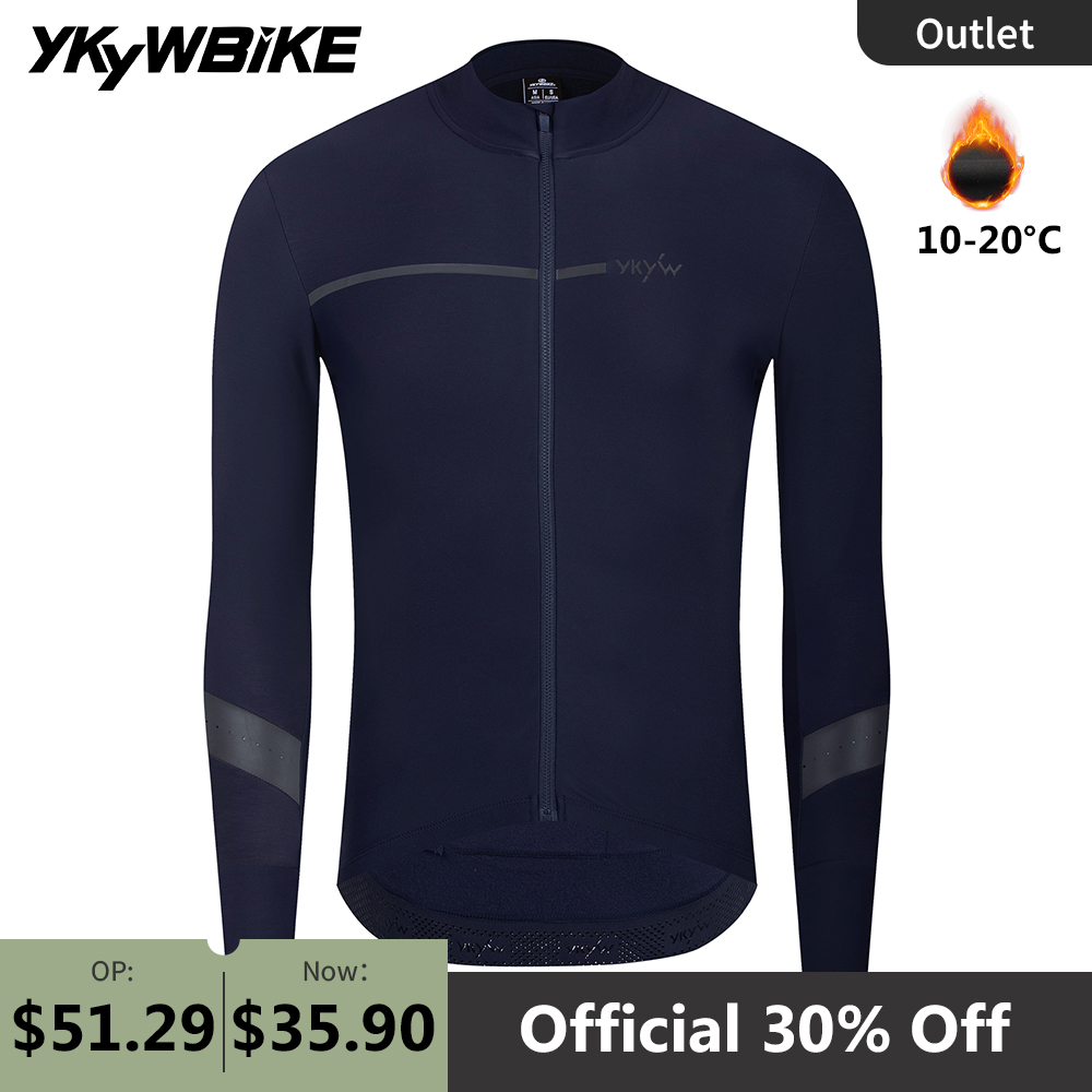 Cycling Commuter Jacket - YKYWBIKE メンズ 冬用サイクリングジャージ 暖かいロードバイク用 薄手ソフトフリースジャケット 通気性MTBサイクリングウェア