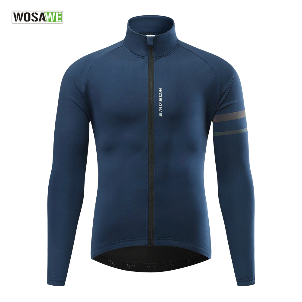 Cycling Commuter Jacket - WOSAWE メンズサーマルウィンターサイクリングジャケットフリース裏地長袖ジャージ防風ランニングライディング Ciclismo サイクリング服