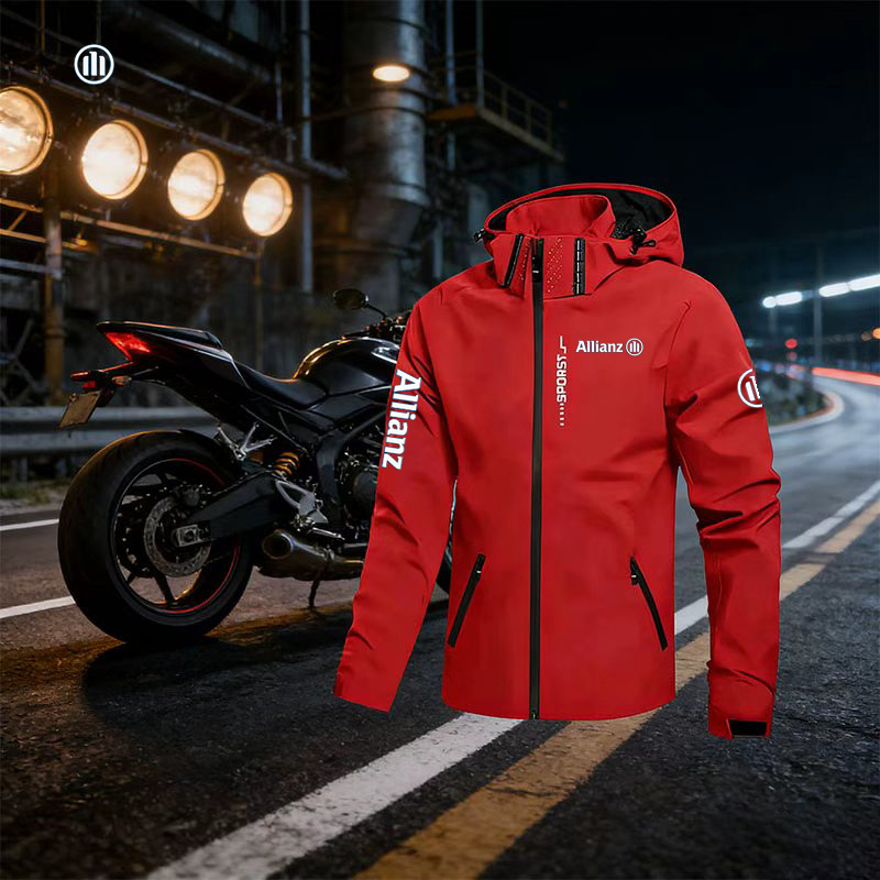 Cycling Commuter Jacket - 2026年アリアンツロゴメンズアウトドアカジュアル防水レインコート - 軽量サイクリングジャケット - フード付きストリートスタイルハイキング防風J