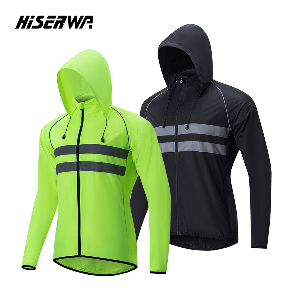 Cycling Commuter Jacket - HISERWA サイクリングウインドブレーカー防風防水反射自転車ジャケット超軽量 MTB ロードバイクジャージポータブルサイクリングコート
