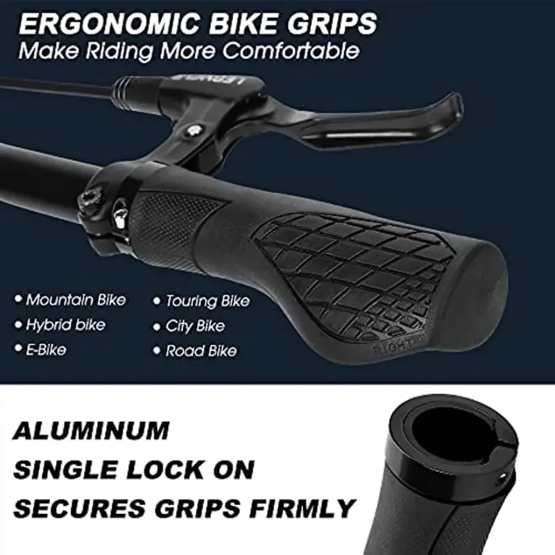 合金ゴム製バイクグリップ シングルロックオンハンドル 滑り止 - Commuting On Mountain Bike のレビューと価格