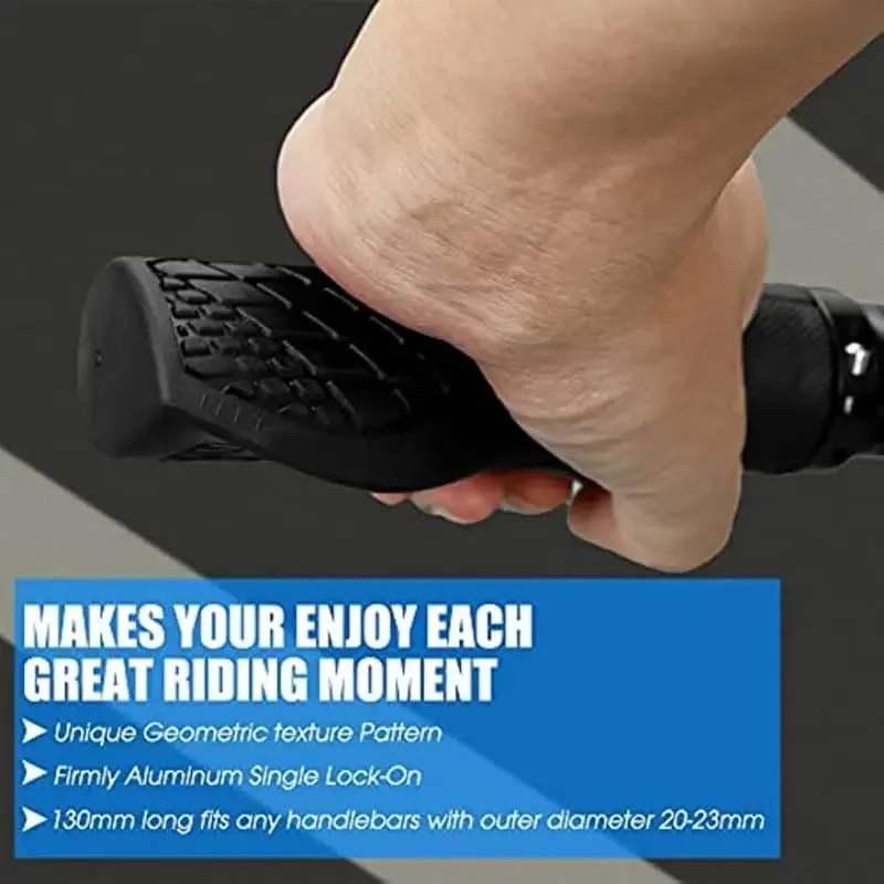 合金ゴム製バイクグリップ シングルロックオンハンドル 滑り止 - Commuting On Mountain Bike のレビューと価格
