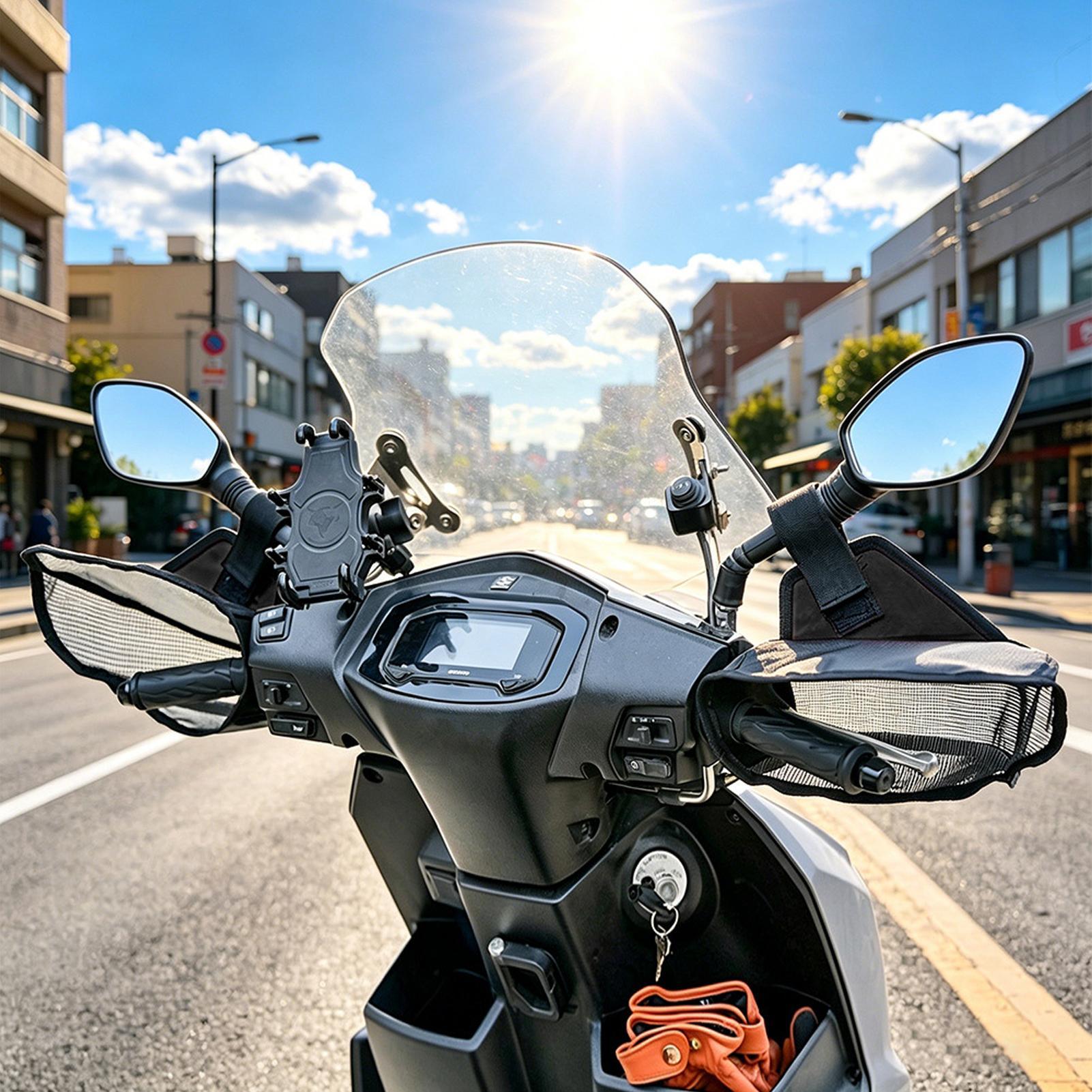 オートバイハンドルバーマフ通気性メッシュマフバイクミトンスク - Cycling Commute Distance のレビューと価格