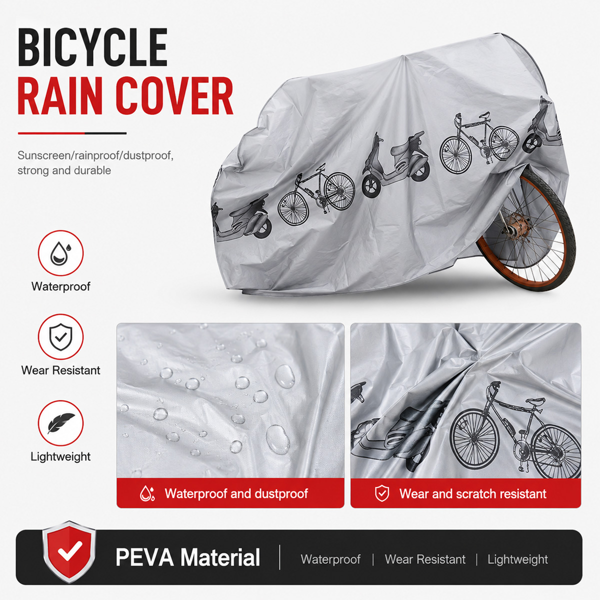 PINMOAP ユニバーサル自転車レインカバー防水屋外バイク - Cycling Commute Bag のレビューと価格