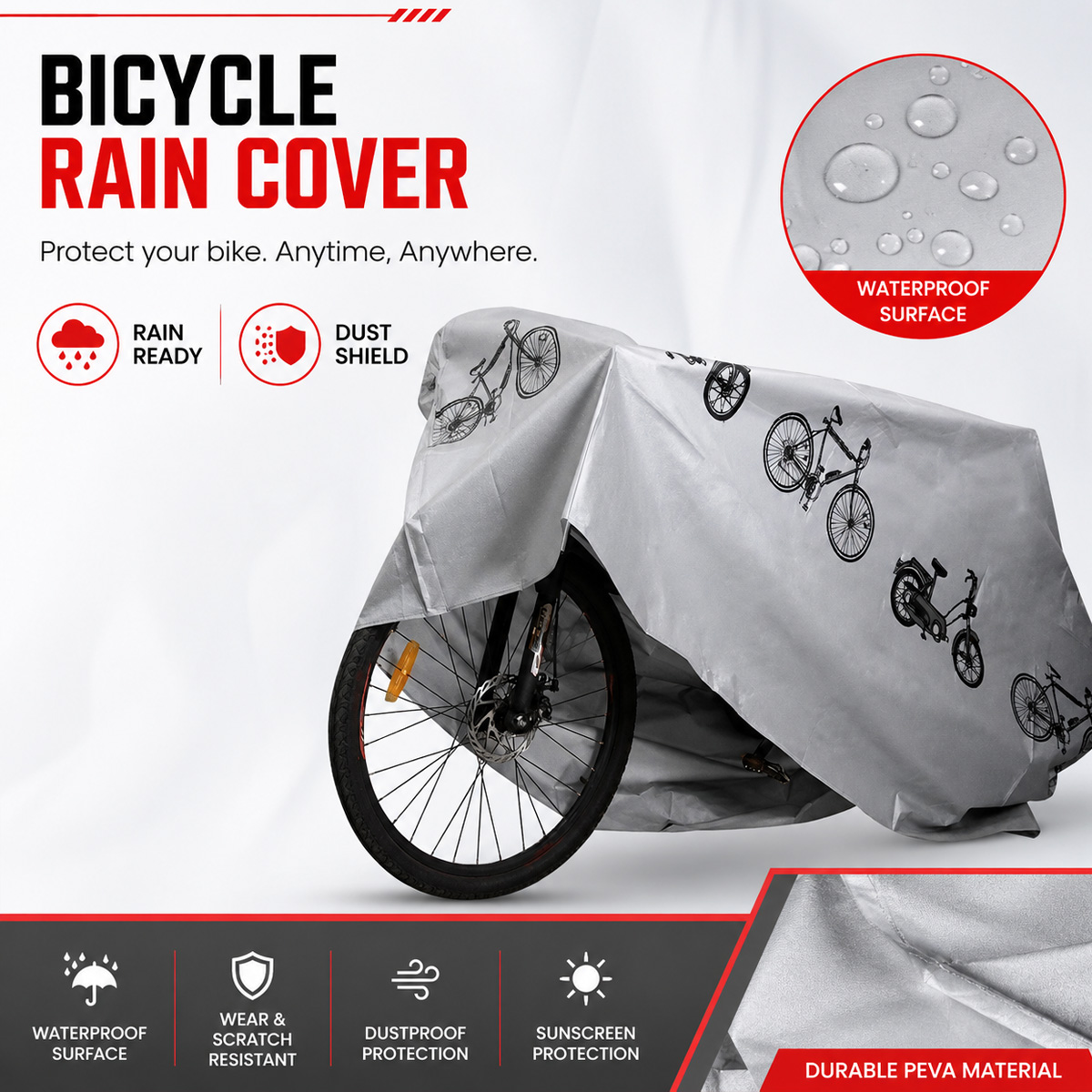 PINMOAP ユニバーサル自転車レインカバー防水屋外バイク - Cycling Commute Bag のレビューと価格